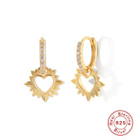 Gold-Tone Heart Charm Huggie Earrings