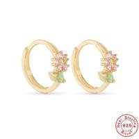 Gold-Plated Floral Huggie Earrings