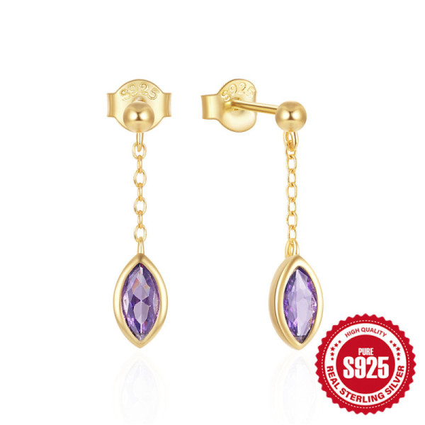 Gold-Plated Amethyst Dangle Earrings