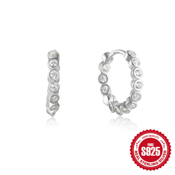 Sterling Silver Bezel-Set Hoop Earrings