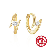 Gold-Tone Cubic Zirconia Huggie Earrings