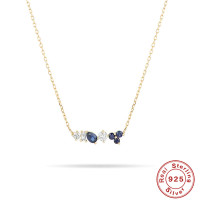 925 Silver Gold-Finish Station Necklace