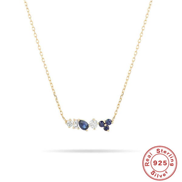 925 Silver Gold-Finish Station Necklace