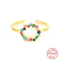 Multicolor Stone Gold-Finish Cuff Ring