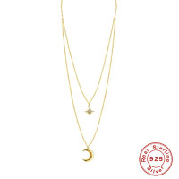 925 Silver Gold-Finish Layered Necklace