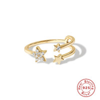 Gold-Finish Star Motif Open Band Ring
