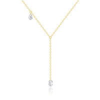 925 Silver Gold-Plated Lariat Necklace with Cubic Zirconia