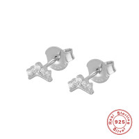 Sterling Silver Geometric Cubic Zirconia Stud Earrings