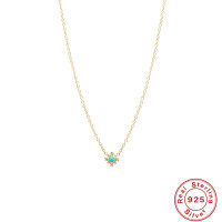 925 Silver Turquoise Floral Pendant Necklace
