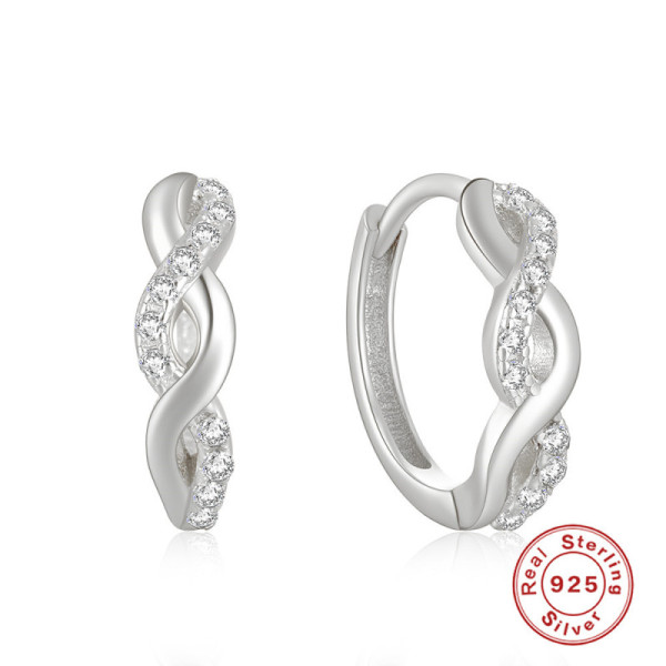 925 Silver Pavé Huggie Earrings
