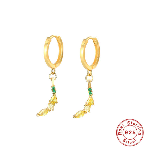 Gold-Plated Mixed Gemstone Dangle Hoop Earrings