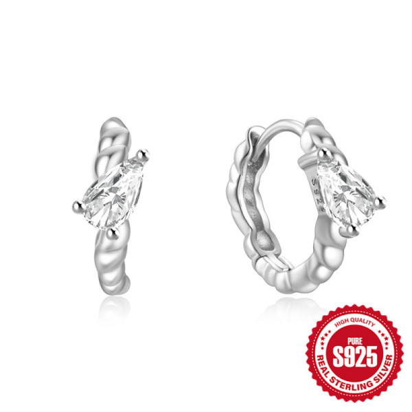 925 Silver Twisted Huggie Earrings