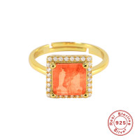 925 Silver Gold-Finish Halo Statement Ring