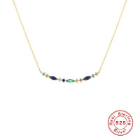 925 Silver Multicolor Station Necklace