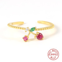 Gold-Plated Floral Cuff Bracelet with Mixed Stones