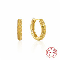 Gold-Plated Textured Huggie Earrings