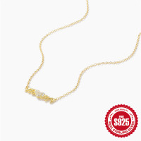925 Silver Gold-Plated Pavé Necklace