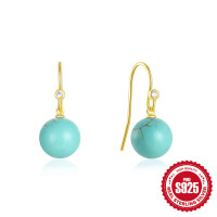 Turquoise Bead Gold Dangle Earrings