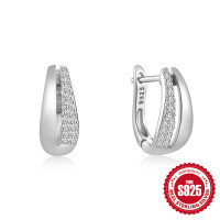 Sterling Silver Pavé Huggie Hoop Earrings