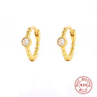 Gold-Plated Beaded Huggie Earrings