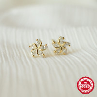 925 Silver Floral Cubic Zirconia Stud Earrings