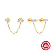 Gold-Tone Chain Earrings with Cubic Zirconia