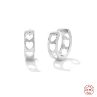 925 Silver Heart Motif Huggie Earrings
