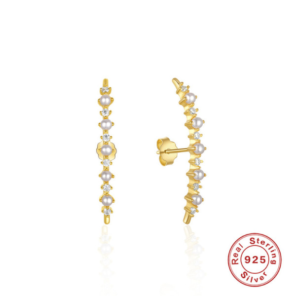Gold-Finish Freshwater Pearl Small Hoop Earrings