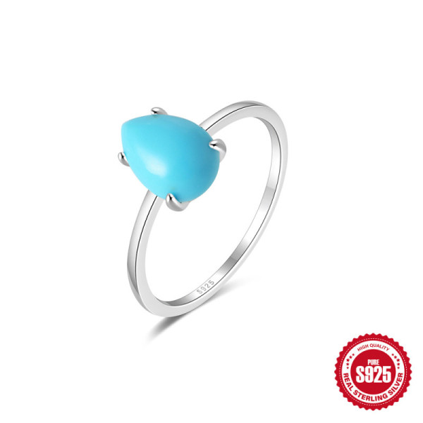 925 Silver Teardrop Turquoise Ring