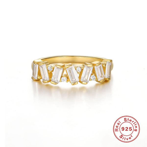 Gold-Tone Cubic Zirconia Band Ring