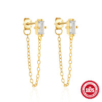 Gold-Plated Cubic Zirconia Threader Earrings