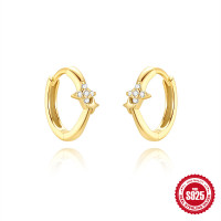 Gold-Plated Star Huggie Hoop Earrings