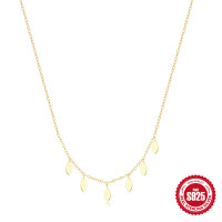 925 Silver Gold-Finish Leaf Layered Necklace