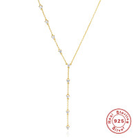 925 Silver Gold-Plated Cubic Zirconia Y-Necklace