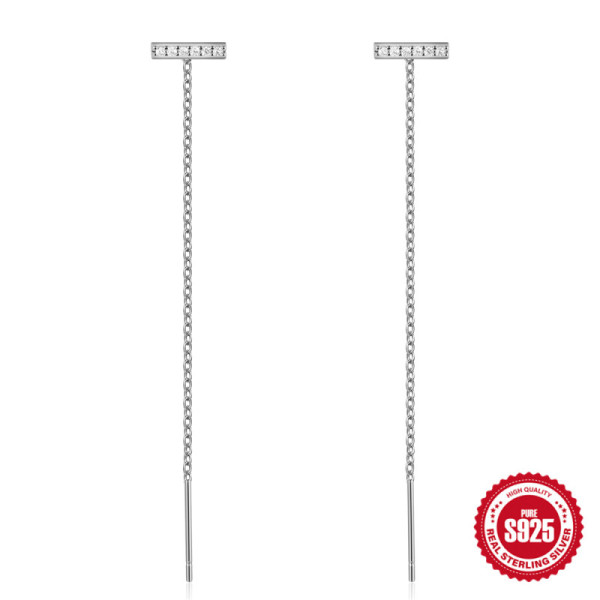 925 Silver Cubic Zirconia Threader Earrings