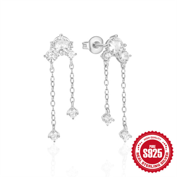 Sterling Silver Cubic Zirconia Dangle Earrings