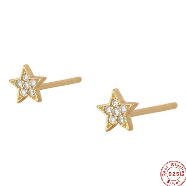 Gold Star Pavé Stud Earrings