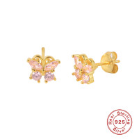 Gold-Plated Butterfly Stud Earrings