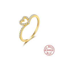 Gold-Finish Heart Pavé Band Ring