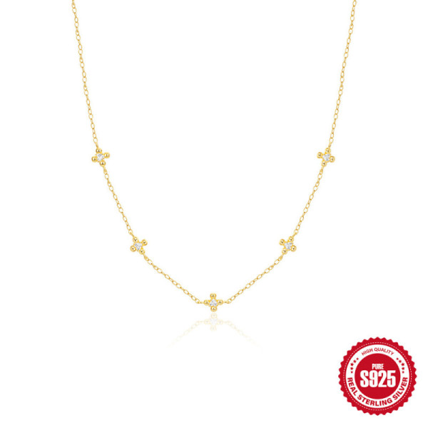 Gold-Plated Cubic Zirconia Station Necklace