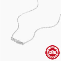 Sterling Silver Pavé Name Pendant Necklace