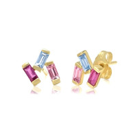Gold-Plated Multicolor Geometric Stud Earrings