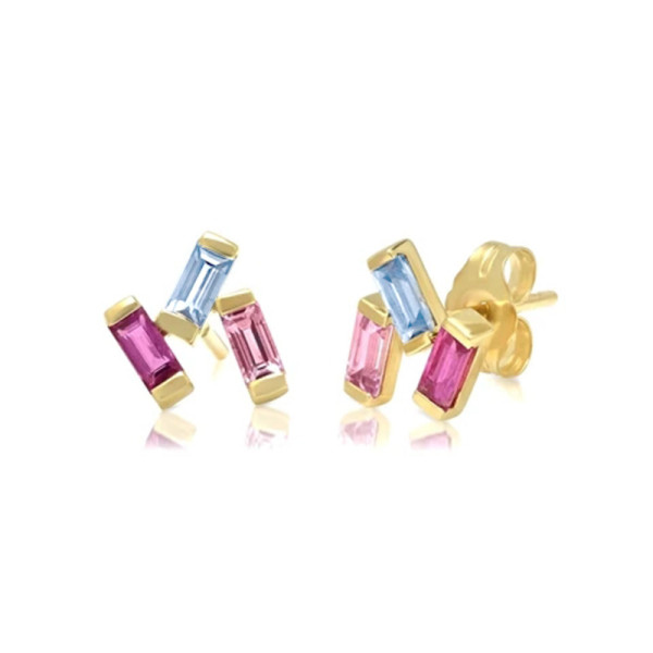 Gold-Plated Multicolor Geometric Stud Earrings