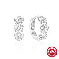 Sterling Silver Floral Huggie Earrings
