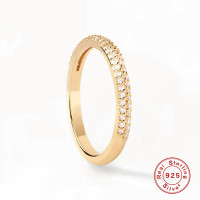 925 Silver Gold-Plated Pavé Band Ring