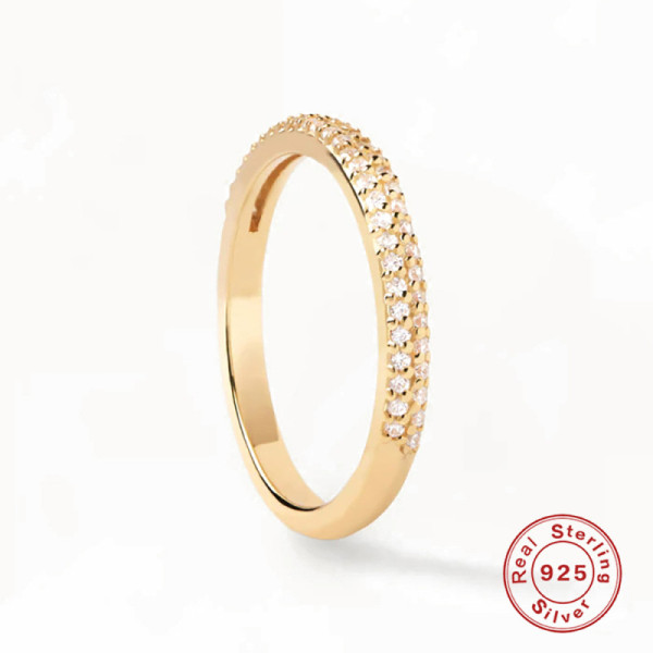 925 Silver Gold-Plated Pavé Band Ring