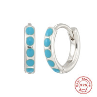 Sterling Silver Turquoise Enamel Huggie Earrings