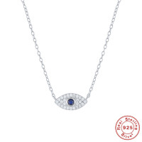 925 Silver Evil Eye Pavé Pendant Necklace