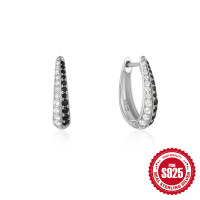 Sterling Silver Pavé Huggie Earrings