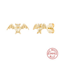Gold-Finish Bat Stud Earrings